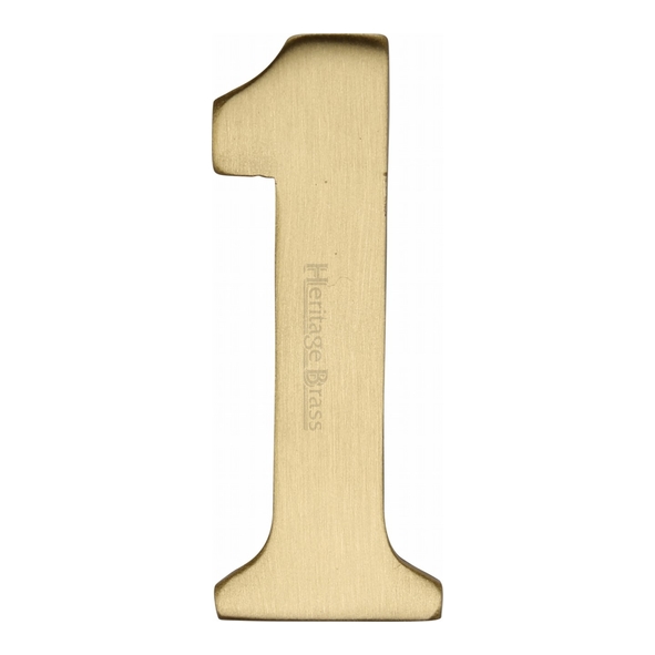 C1568 1-SB • 51mm • Satin Brass • Heritage Brass Self Adhesive Numeral 1